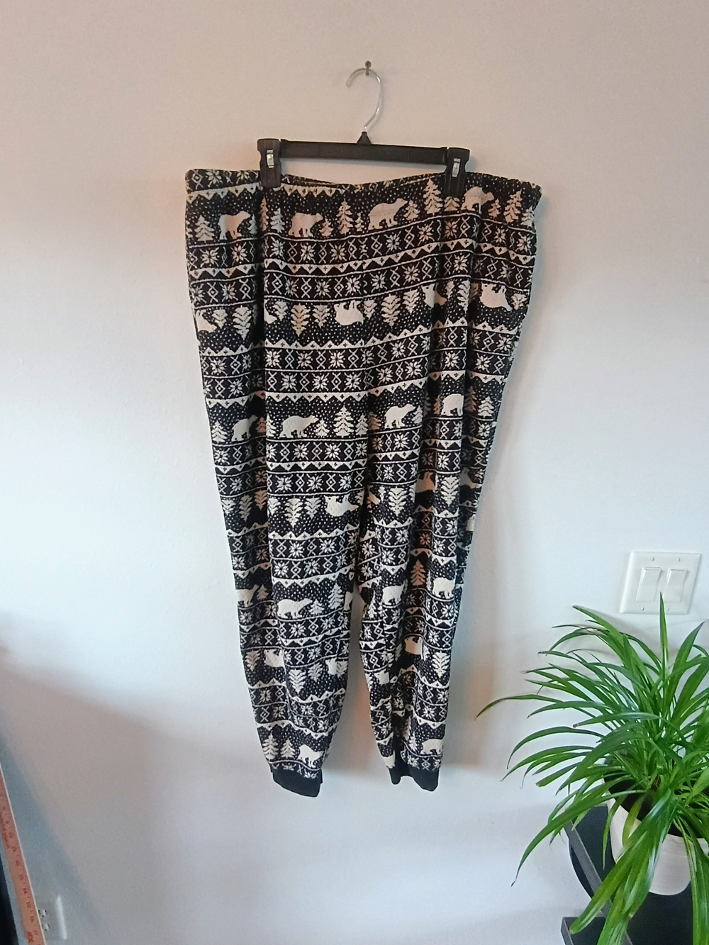 Cuddl Duds 3X Polar Bear Fair Isle Plush Pajama Pants Nordic Winter Plus Size